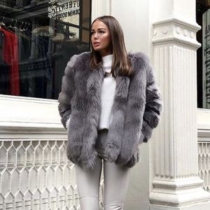 NWT Jayley Grey Faux Fur Coat